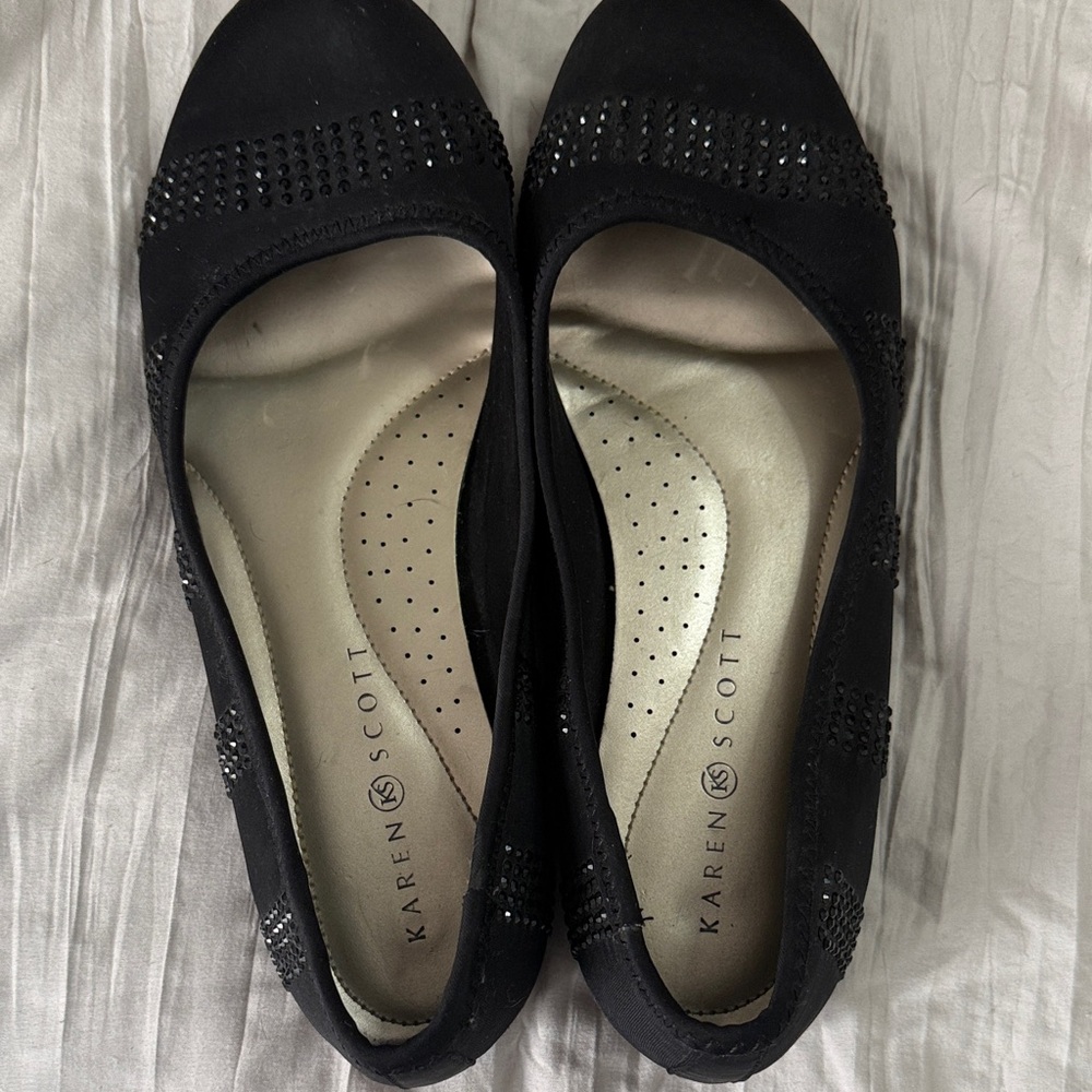 Karen Scott Black Studded Flats